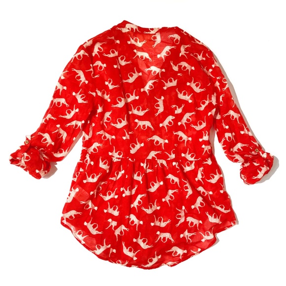 Maeve Anthro Leopard Pintuck Cotton Blouse Top - Picture 6 of 8